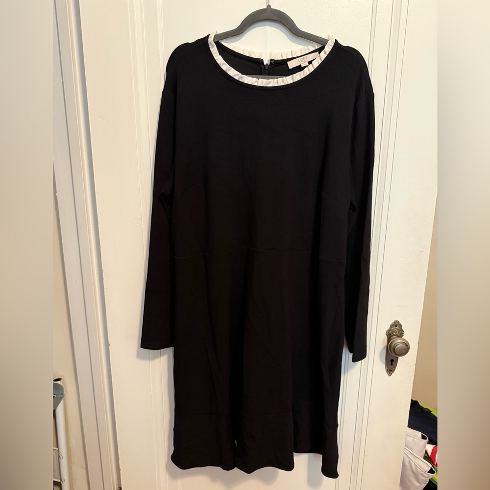 **NEW** Loft Plus Black Dress with White Trim